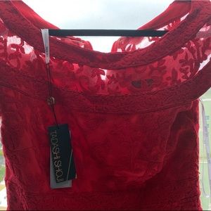 Tadashi red lace cocktail dress